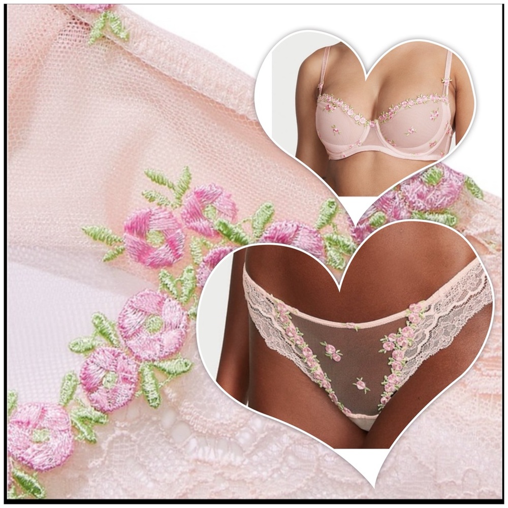 Victoria’s Secret Dream Angels Floral Embroidery Demi & Thong set